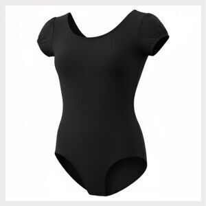 Capezio Black Short-Sleeve Leotard – Girls’ Size Large EUC (Like New)